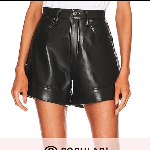 Agolde Pants - Agolde High Waist Leather Shorts